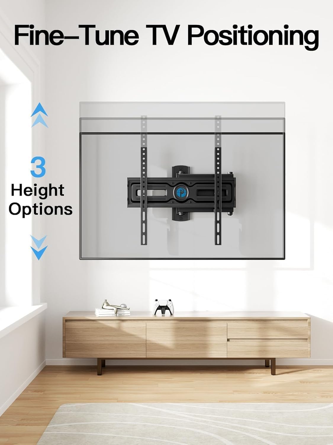 Pipishell Full Motion TV Wall Mount for 26-65 Inch TVs up to 77 lbs, Height Adjustable Corner Wall Mount Bracket with Articulating Arm, Swivel Extension Tilt, Max VESA 400x400mm, PIMF9