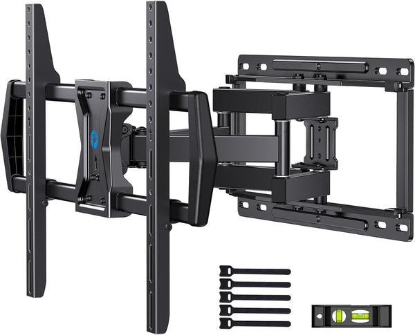Pipishell Full Motion TV Wall Mount for Most 37-75 inch TVs up to 100 lbs, Wall Mount Bracket with Dual Articulating Arms, Swivel, Tilt, Max VESA 600x400mm, TV Mount Fits 12”/16” Wood Studs, PILF6