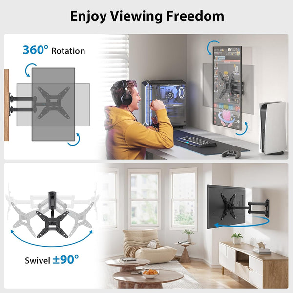 Full Motion TV Wall Mount For 13" To 42" TVs