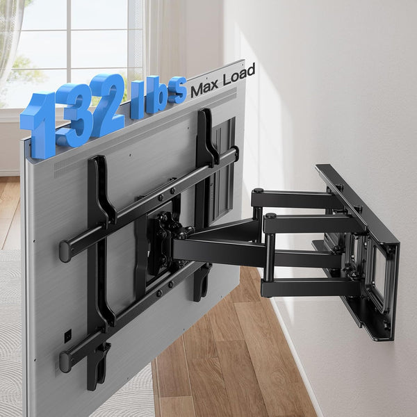 Pipishell Full Motion TV Wall Mount for 37-84" Flat Curved TVs, Wall Mount TV Bracket with Dual Articulating Arms Swivel Tilt Rotation, TV Mount up to 132lbs Max VESA 600x400 Fit 12"-16" Wood Stud