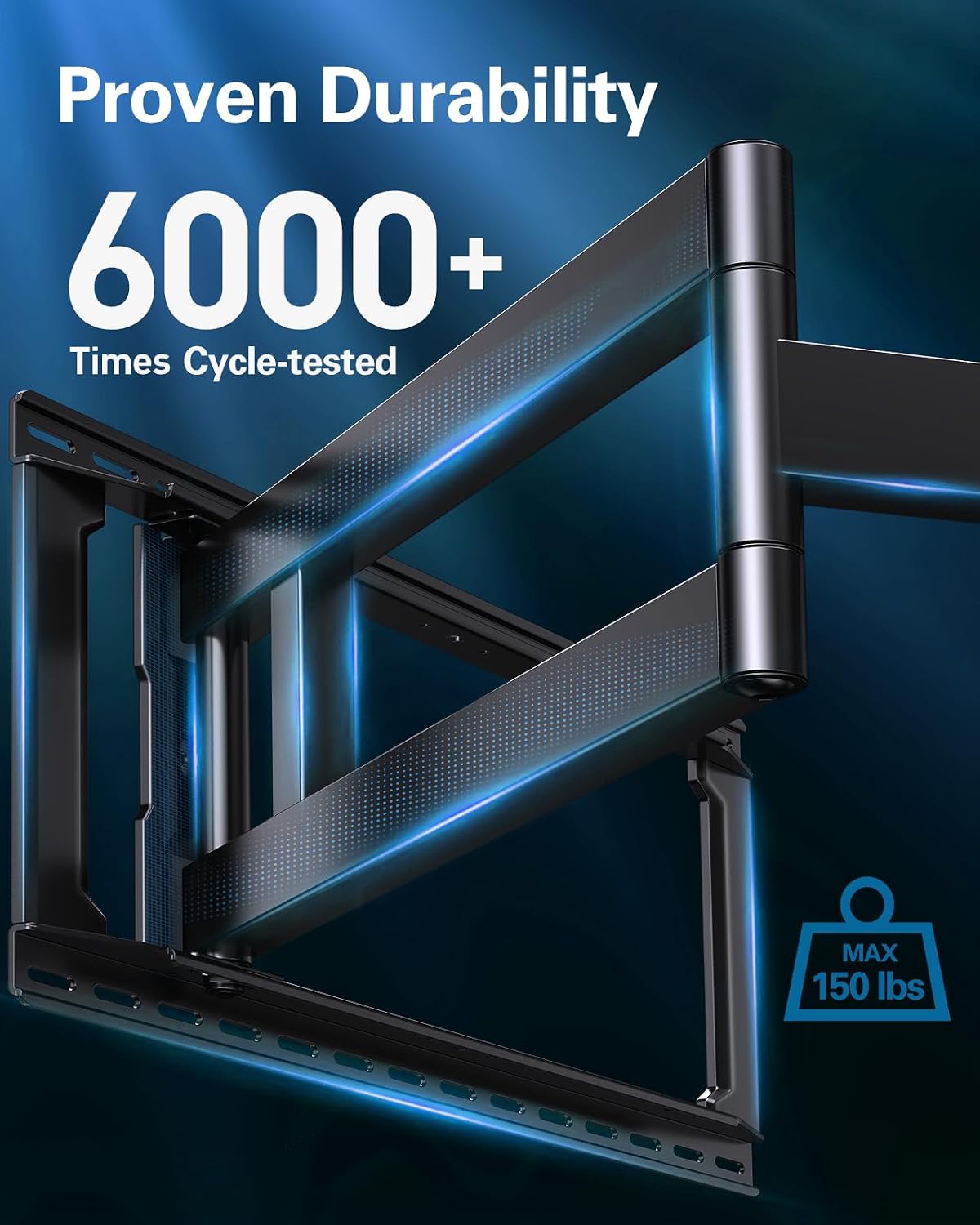 Pipishell Long Arm Full Motion TV Wall Mount for 42–90 Inch TVs up to 150 lbs, 40.1″ Long Extension, Pre-Assembled Corner TV Mount with Full Swivel, Tilt, Fits 8″/12″/16″/24″ Studs, Max VESA 800x400mm