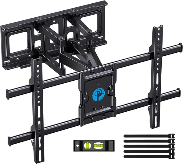 Pipishell Full Motion TV Wall Mount for 37-84" Flat Curved TVs, Wall Mount TV Bracket with Dual Articulating Arms Swivel Tilt Rotation, TV Mount up to 132lbs Max VESA 600x400 Fit 12"-16" Wood Stud（副本）