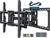 Pipishell Full Motion TV Wall Mount with Power Strip for 42–90 Inch TVs up to 150 lbs, Pre-Assembled TV Mount Has Smooth Swivel, Tilt, Extension, Max VESA 600x400mm, 12“/16”/24” Wood Studs