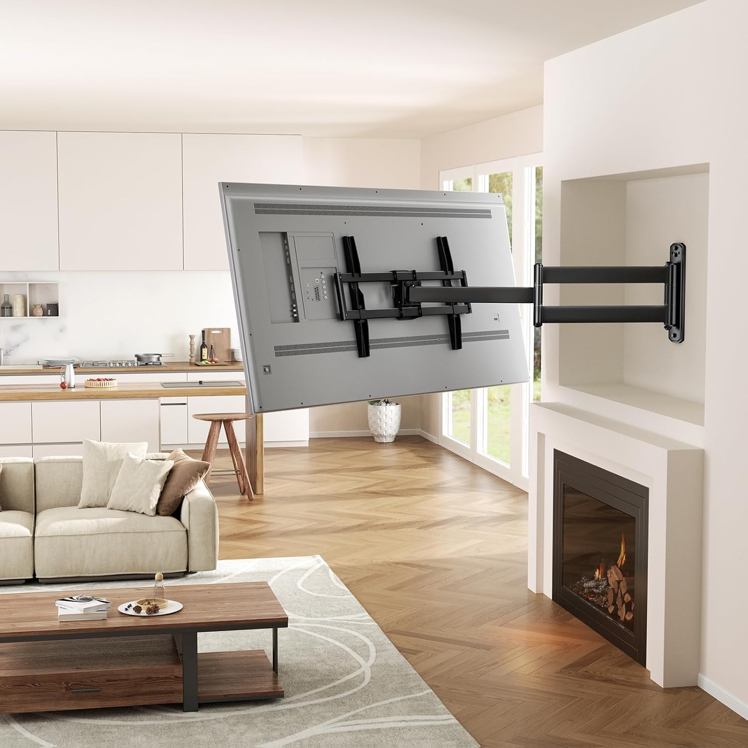 Pipishell Full-Motion Long-Arm TV Wall Mount for 32-75 Inch TVs up to 100 lbs, Corner TV Mount with 32.37” Extension, Swivel & Tilt, Space-Saving Wall Mount TV Bracket, Max VESA 600x400mm, PILF18
