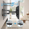 Pipishell Full Motion TV Wall Mount with Power Strip for 42–90 Inch TVs up to 150 lbs, Pre-Assembled TV Mount Has Smooth Swivel, Tilt, Extension, Max VESA 600x400mm, 12“/16”/24” Wood Studs