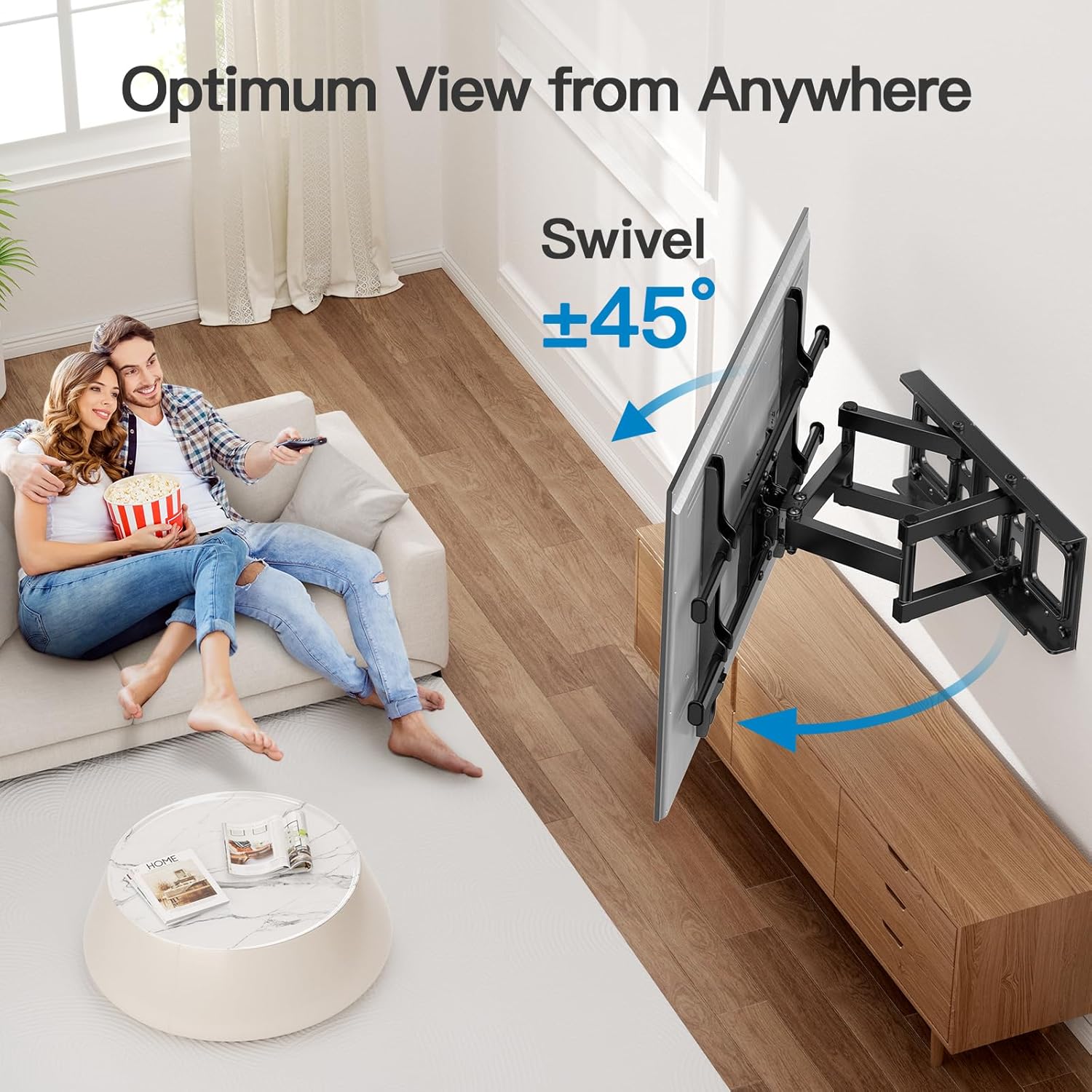 Pipishell Full Motion TV Wall Mount for 37-84
