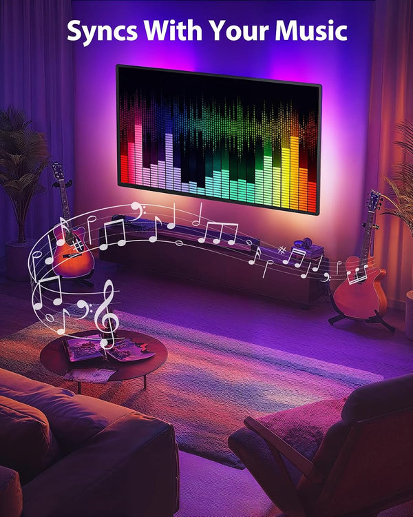 Pipishell Full Motion TV Wall Mount with LED Lights for 26-65 inch TVs, Pre-Assembled Wall Mount TV Bracket up to 99 lbs Max VESA 400x400mm, Fits 16”/12” Wood Studs, TV Backlights with Music Sync